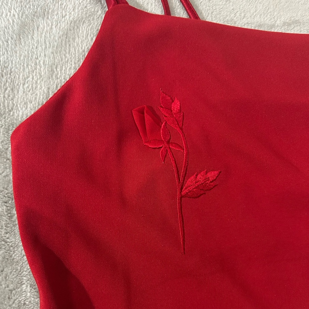 Vintage City triangles square neck maxi floral red dress - Picture 6 of 15